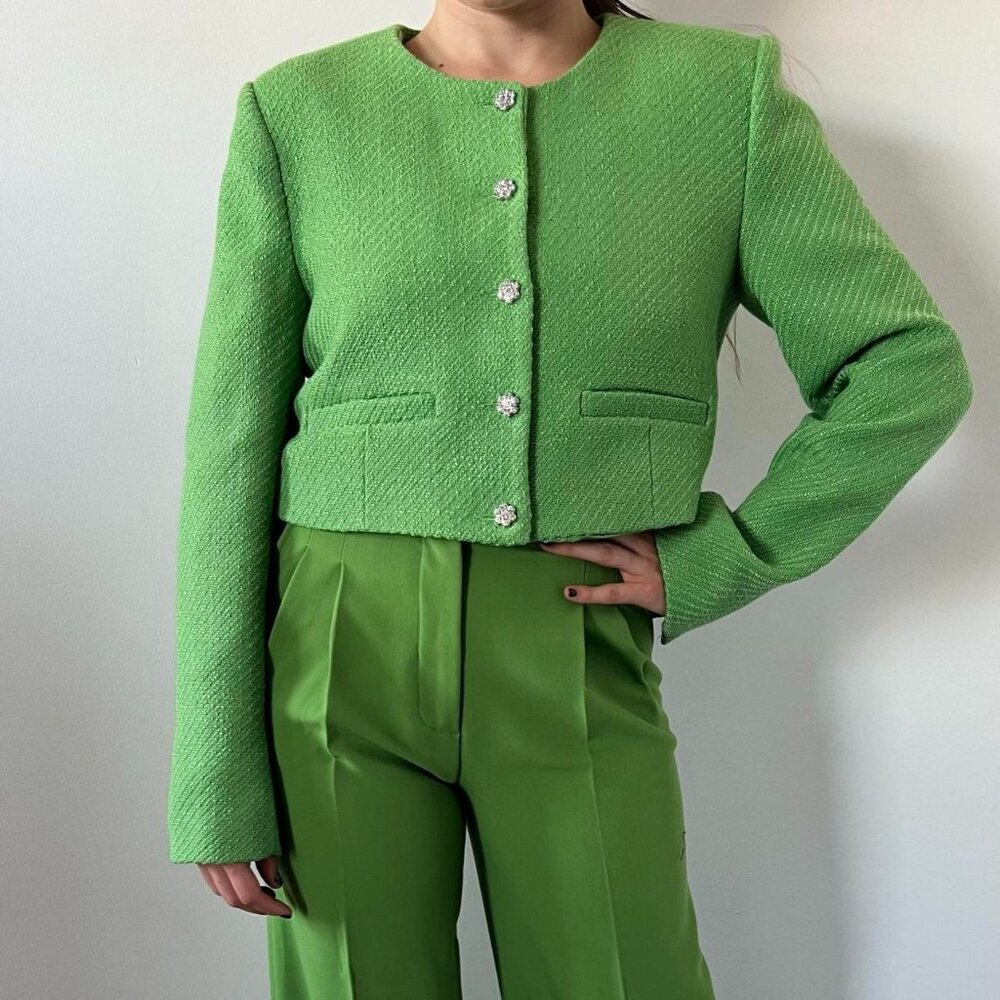 Brand New Green Crop Blazer Zara New Size L